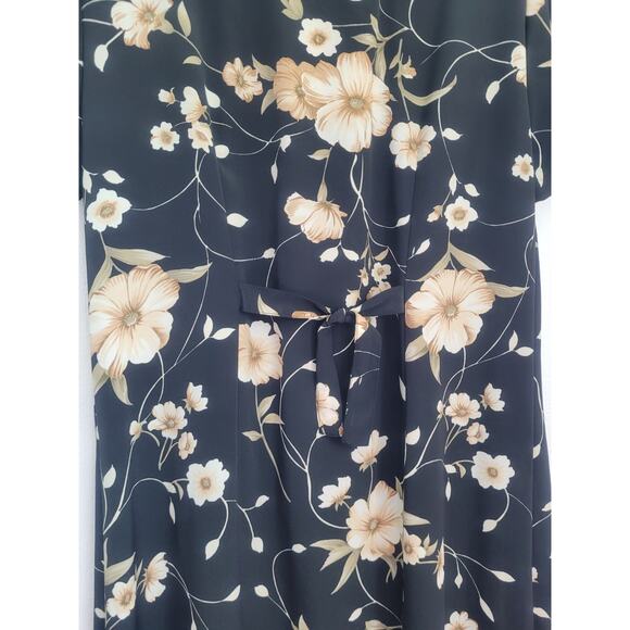 Vintage Impressions Button Up Floral Maxi Shirt Dress Sz L Black Cottage Church - Picture 5 of 10